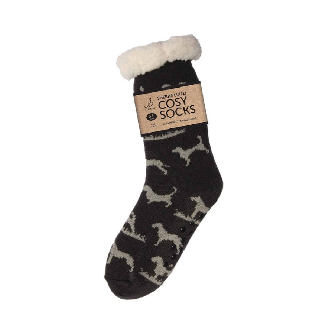 Bartleby Men's Grey Sherpa Socks - Hunting Dogs