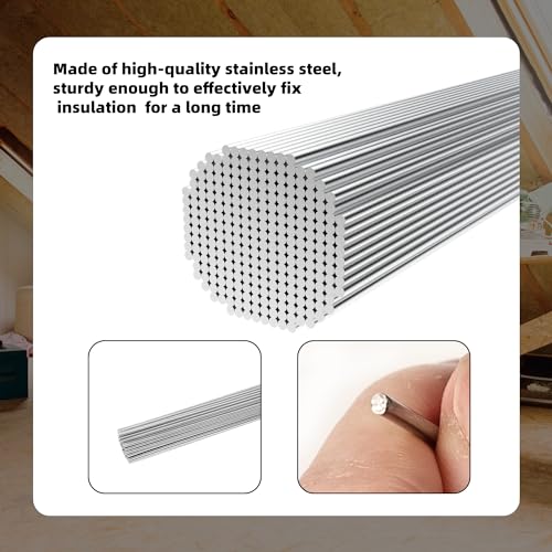 Image of U0U 50 Pcs 16 Inch Insulation Support Wire,Metal Insulation Support Rods,Stainless Steel Metal Insulated Wire for Attic,Garage,Basement Insulation,Ceiling Insulation (50, 16Inch)