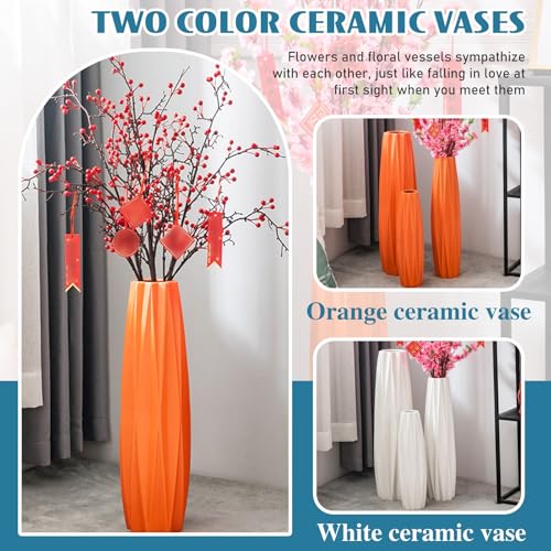 Vase de sol en céramique pour composition fleurs séchées orange - 5
