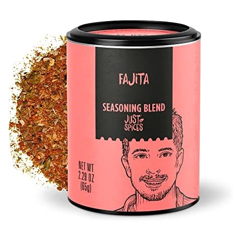 Just Spices Fajita Seasoning Blend, 2.29 oz. I Mild fajita mix for authentic Tex-Mex cuisine I Adds a smoky, spicy flavor to your chicken, pork or beef Cover