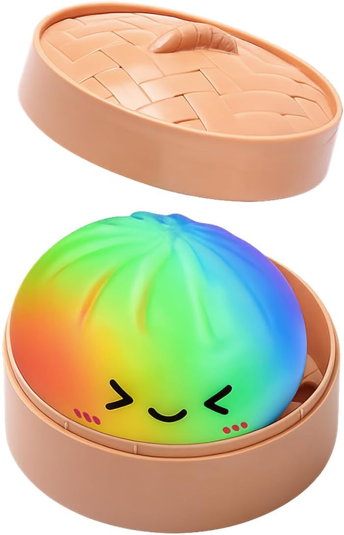 Dumpling Squishy Mystery Box Stress Ball with Steamer Colorful Fidget Sensory Toy Anxiety Relief Squeeze Decompression Dough for Adults (1 Pcs)