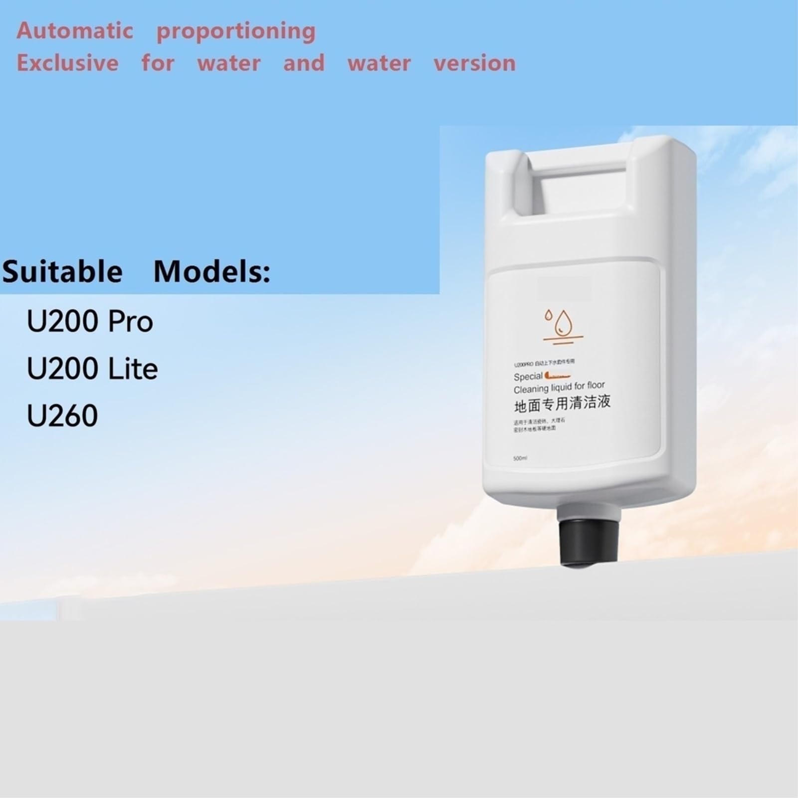 500ml 16.91 floz, Líquido limpiador de suelos de barredora. Compatible para Uwant U200Pro。 Limpiador de suelos Accesorios para aspiradoras(3pcs)