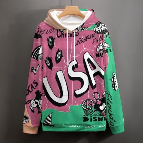Sweats à capuche carte d'époque pull à manches longues pour soirées d'automne