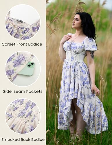 Image of Scarlet Darkness Corset Dresses for Women Summer 2026 Floral Wedding Guest Chiffon Sundress