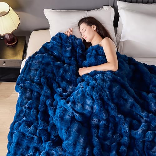 NORD ECO Luxury 1000GSM Faux Rabbit Fur Throw Blanket, Super