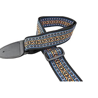 Walker & Williams H-18 Série vintage style 60 ‘s Hootenany Sangle Bleu et orange - Les Beatles, Paul McCartney, John Lennon, RIngo Starr, George Harrison Walker & Williams H-18 Série vintage style 60 's Hootenany Sangle Bleu et orange – Image 4