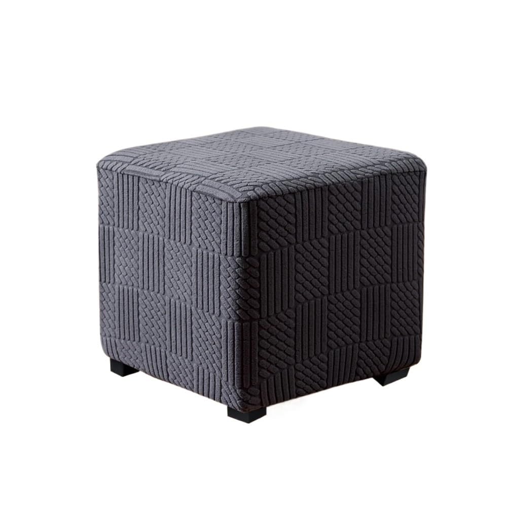 KUYCCSTRESI Square Jacquard Stool Cover Anti Slip Detachable Footstool Cover(Dark Grey,L)