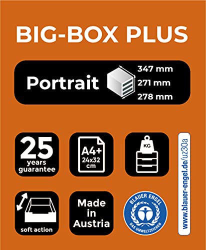 Exacompta-Ref-3097213D-BIG-BOX-PLUS-Desktop-Drawer-Set-5-x-43mm-Drawers-Suitable-for-A4-Documents-347-x-278-x-271mm-100-Recycled-Plastic-BlackGlossy-White