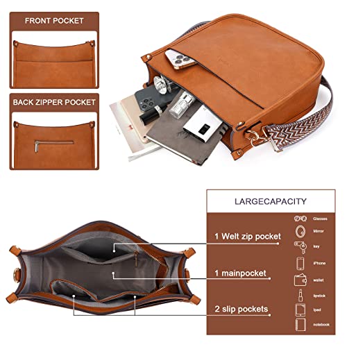 Image of Crossbody Bag Women Vegan Leather Hobo Handbag Trendy Crossbody Shoulder Bag Purses For Women with 2 Adjustable Strap