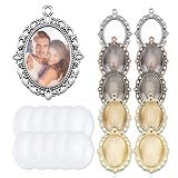 UAIAGM 20pcs Pendant Trays for Jewelry Making Blank Frames 10pcs Oval Picture Charms with 10pcs Clear Glass Cabochon Dome Tray Empty Cameo Photo Pendents for Wedding Graduation Crafts(5 Colors)