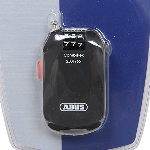 ABUS Combiflex 2503 Spezialschloss - Geeignet als Skischloss, Gepäcksicherung, Helmsicherung - 120 cm langes Stahlkabel - 72501 - Schwarz & 72499 Zahlenschloss, Schwarz, 65 cm