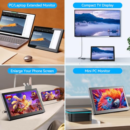 Image of 10.1 inch 2K Touchscreen Monitor, 2560x1600 USB-C HDMI Portable Touch Display | Small Monitor, Built-in Speakers, Adjustable Kickstand, VESA Mountable, 16:10 QHD IPS, for Laptops /PC /Phone /PS4 /Xbox