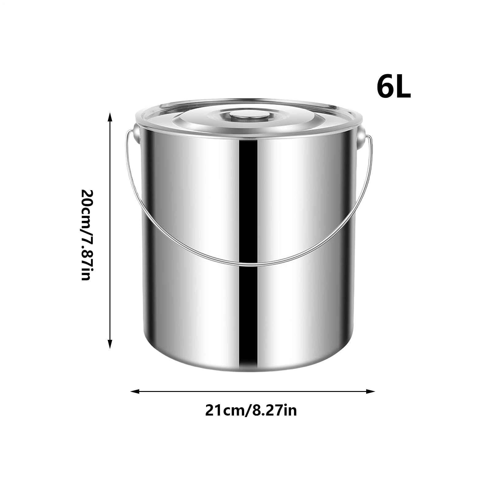 Generico Stainless Steel Bucket with Lid - Storage Container with Handle Lid | Large Bucket Kitchen Grain Container | for Soup Milk Flour Cereal Kitchen Accessories Pantry Stove Home Restaurant