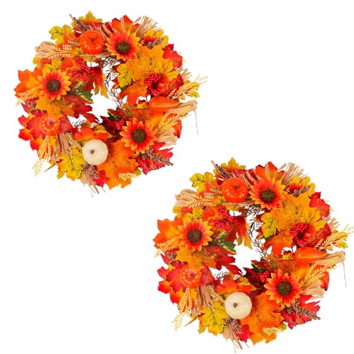 Citrouille et fleurs artificielles de qualité supérieure pour porte - 7