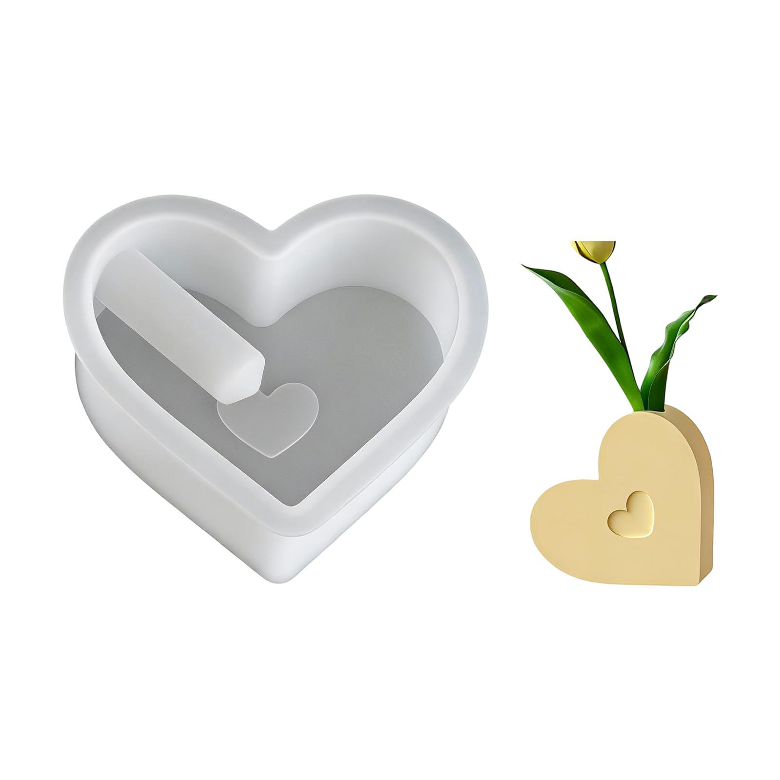 NEWFT Artistic Silicone Vase Mold In Heart Flower And House Shapes Flower Display Holder Mold For Resin Art Projects