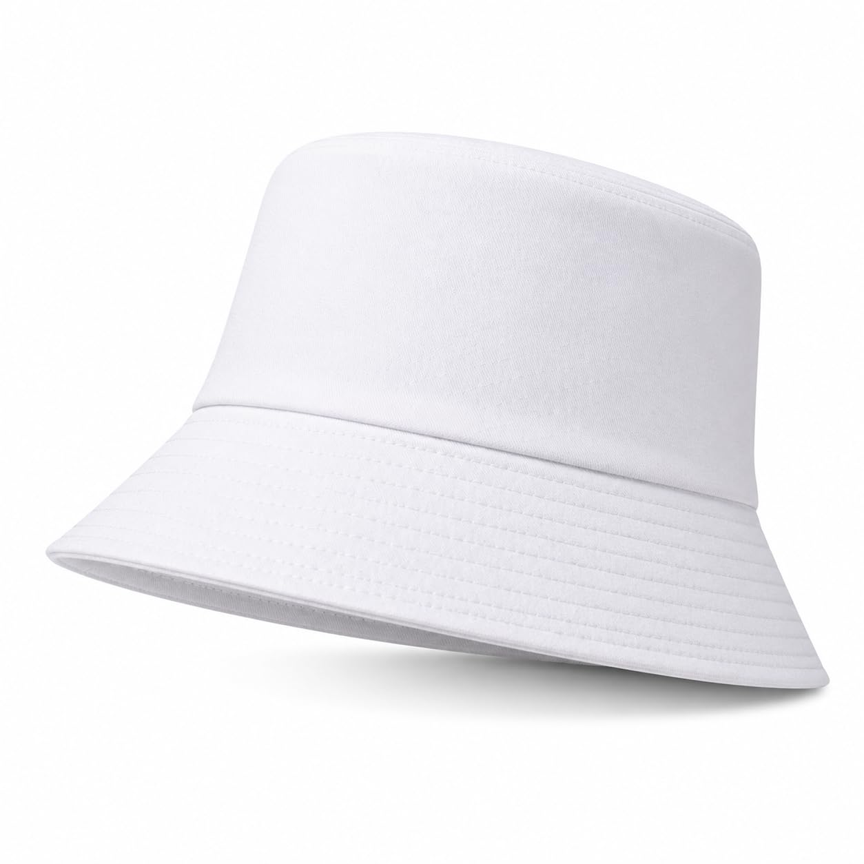 Truebuy Unisex White Bucket Hat Sun Protection Hat Lightweight Cotton Wide Brim Summer Hat For Men Women Packable Fishing Hiking Travel Festival Beach (White)