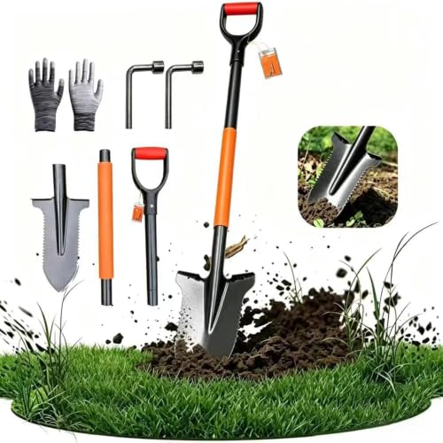 Pala con Sierra de Raíces 115 cm, Cortador de Raíz de Pala de Raíz, Sierra de Palas y Raíz con Mango Ergonómico en D, Punta de Hoja en V, Ideal para Suelos Duros, Raíces y Jardinería