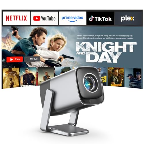 [Compatible with Netflix & Real-time Focus] Mini Projector with W...