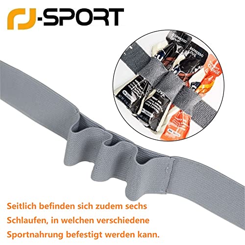 RJ-Sport Triathlon Startnummernband Laufgurt mit Nummernhalter & 6 Gel-Halter für Joggen Radfahren Marathons, Schwarz