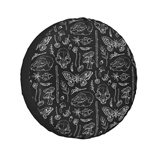 Butterfly Skull Head Mushroom Leaf Specimen Spare Tire Cover Protectors Weatherproof Dust-Proof forCompatible with Wrangler RV, SUV, Truck Travel Trailer Waterproof Tires 14