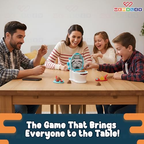 Image of Wembley Shooting Indoor Game | Fun Family Shooting Activity | Shoot the Poop Toilet Toy with 2 Launchers | Kids Family Board Game | 12 Soft Poop Pieces | Family Game Set for Kids of 4-10 and Adults