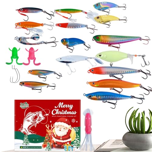 Calendrier avec leurres de pêche pour remplacer les chocolats par de vrais outils