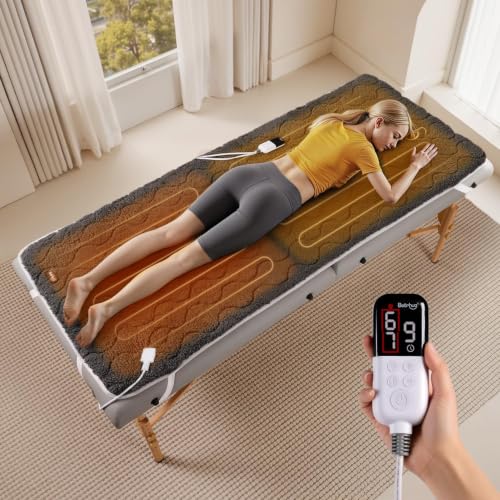 Image of Bearhug Dual Zone Massage Table Warmer, 71 x 30 in 5-Layer Sherpa Heating Pad for Spa and Esthetician Tables, 10 Heat Settings, 90-108F NTC Control, 19 ft Cord, Machine Washable
