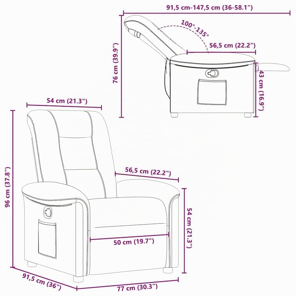 vidaXL Sillón reclinable de Tela Negro