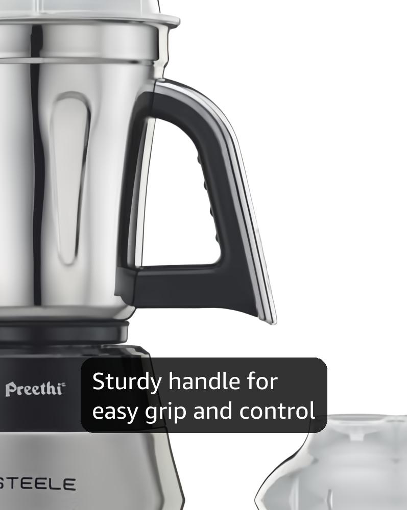 【2025.2月購入】インド製Preethi Steele ミキサー 3容器付き Amazon.com: Preethi Steele 3-Jar Mixer Grinder, 550-Watt, Silver