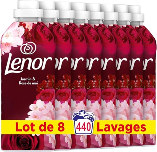 Lenor Adoucissant 440 Lavages (55x8), Parfum Jasmin Et Rose De Mai, 24H De Fraîcheur Relaxante, Avec Une Touche D’Huiles Essentielles, Testé...