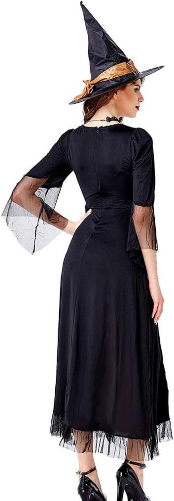 Women's Halloween Witch Costumes Lace Up Novelty 3/4 Flare Sleeve Dresses Witch A-line Maxi Cosplay Masquerade Gowns