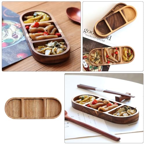 Plato vintage de madera con 3 compartimientos NUOBESTY miniatura 3