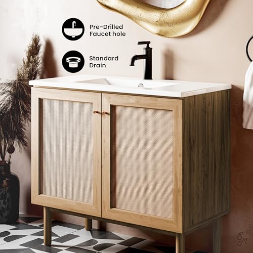 Image of Classe 36 inch Bathroom Vanity in Oak Bath Sink Cabinet Sink Included