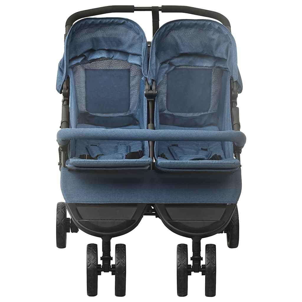 Passeggino gemellare pieghevole con schienale regolabile, per due bambini, robusto telaio in acciaio, comodo passeggino da viaggio