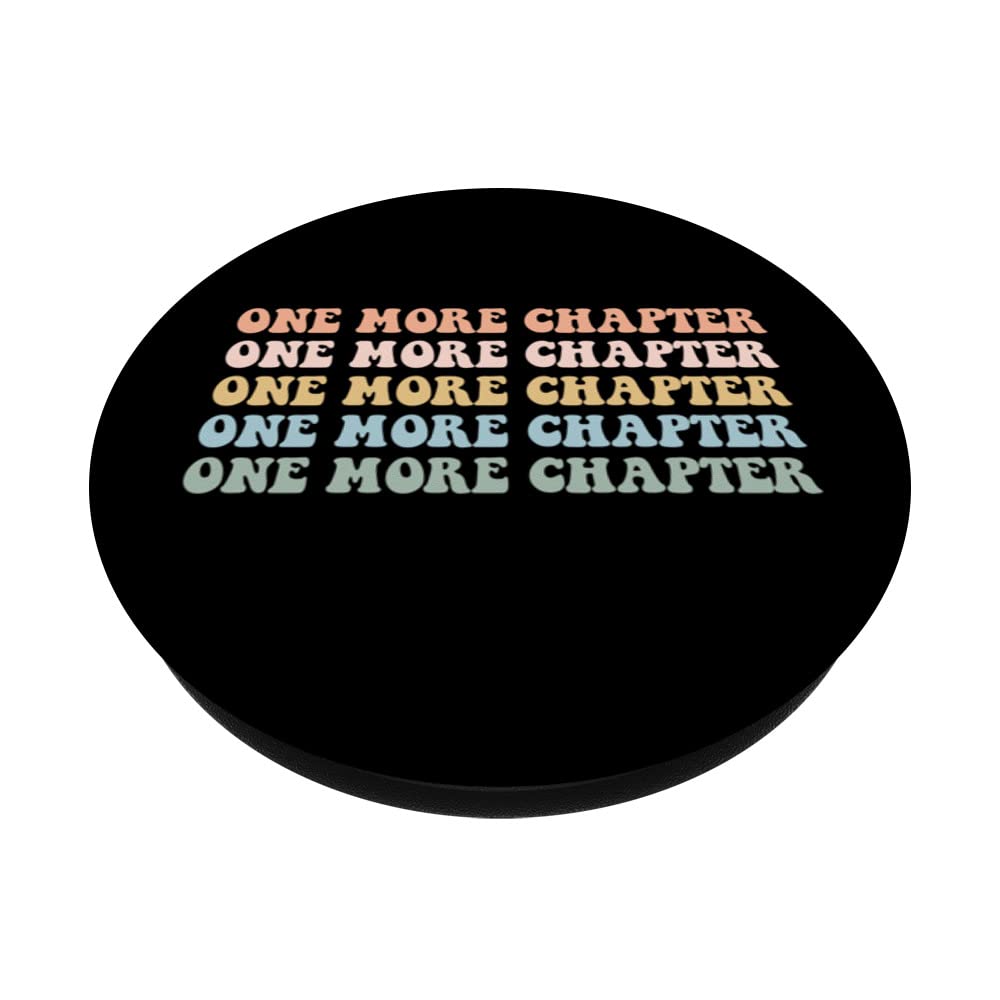One More Chapter Bookish Funny Reading Retro Librarian Nerd PopSockets Swappable PopGrip, Black - Image 2