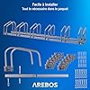 Arebos Râtelier à vélo pour 6 vélos | Support multiple avec espacement des roues de 21 cm | Support vélo pour largeur de pneu de 35 à 60 mm | Support de roue 160 x 30 x 26 cm | Support mural ou au sol #4