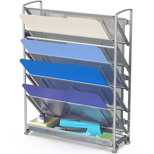 Simple Houseware 6-Tier Wall Mount Document Letter Tray Organizer, Silver