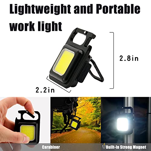 Kunhe W1 Pack 2 Small Mini Cob Pocket Purse Magnetic Car Flashlights Powerful 500 High Lumens Bright Rechargeable Keychain Work Light Camping Lantern Gift #TOP5