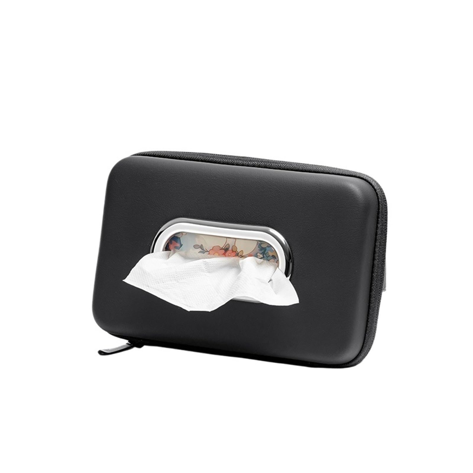 1pcs Car Tissue Box Cover Leather Center Console Armrest Paper Towel Storage Bag Auto Seat Back Hanging Organizer(Black)