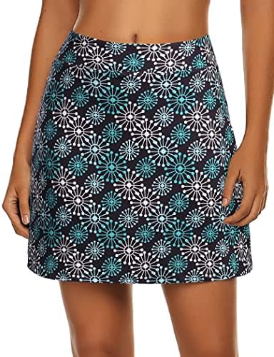 Ekouaer Skort Active Performance Lightweight Skirt for Women Gym Sports Comfy Fitted Short Green Flower