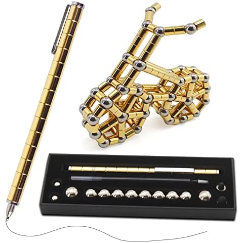 JODOUEEIR Magnetic Pen is Gold-Plated on the Surface，Fidget Pen with 13 Magnetic Rings， Decompression Metal Pen，Creative Toy Pen Can Write. Cover