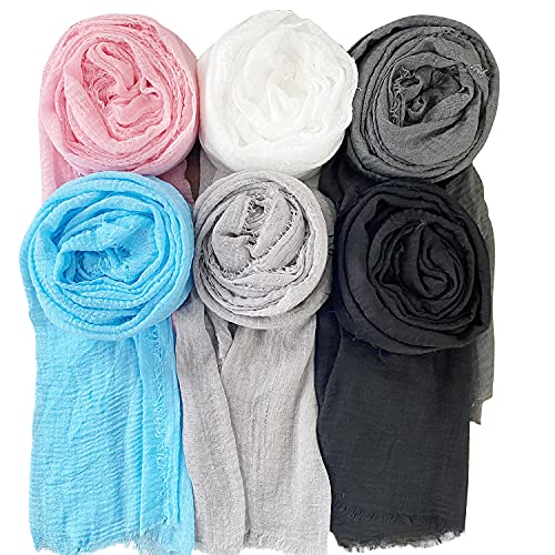 6 Pcs Scarf Shawl Women Wrap Shawls Stylish Scarf, Multicolor E