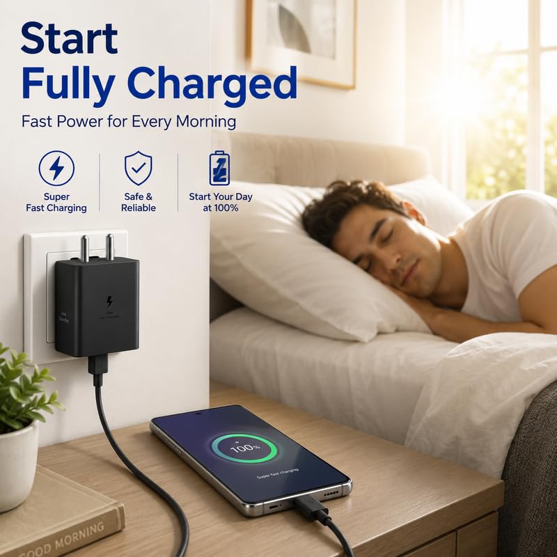 Image of 45W Type-C Super Fast Charger PD 5.0 Charging Adapter Compatible with Samsung Galaxy S26+, S25+, S24+, S23+, S22+, S21+, S20+, Note20 Ultra, Tab S9+, S10+, S11+, Pad, 45 W USB-C Charge Travel Adaptor