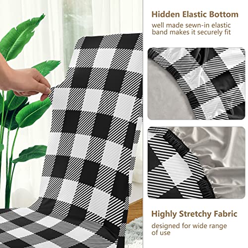 Xigua Buffalo Check Plaid Dining Chair Covers Set Of 2, Stretch Chair Slipcovers Removable Washable Chair Protector Covers For Dining Room, Restaurant, Hotel, Banquet, Ceremony #TOP2
