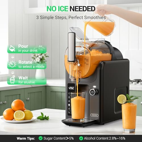 Image of WETIE Slushie Machine, 82oz Slushy Maker with Adjustable Temperature, LED Display, Auto-Clean, 5-in-1 Frozen Drink Maker for Ice Cream, Frappes, Milkshake, Frozen Margaritas, 24H Running for Home