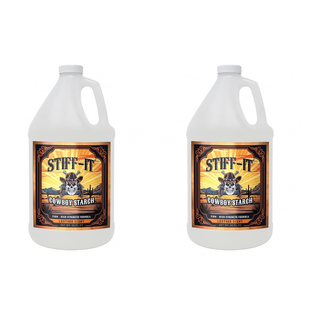 Stiff-it Western Cowboy Starch for Crisp and Clean Denim - Patent Formula with Leather Scent, Easy-Pour Design, and Winkle-Free Jeans