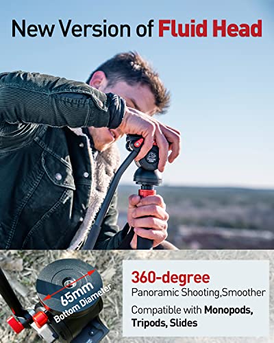 Image of IFOOTAGE Komodo K5S Camera Head - Aluminum Fluid Head with Quick Release Plate, Lightweight Camera Head for DSLR, Camcorder, Mirrorless - Compatible with Tripod & Monopod (K5S)