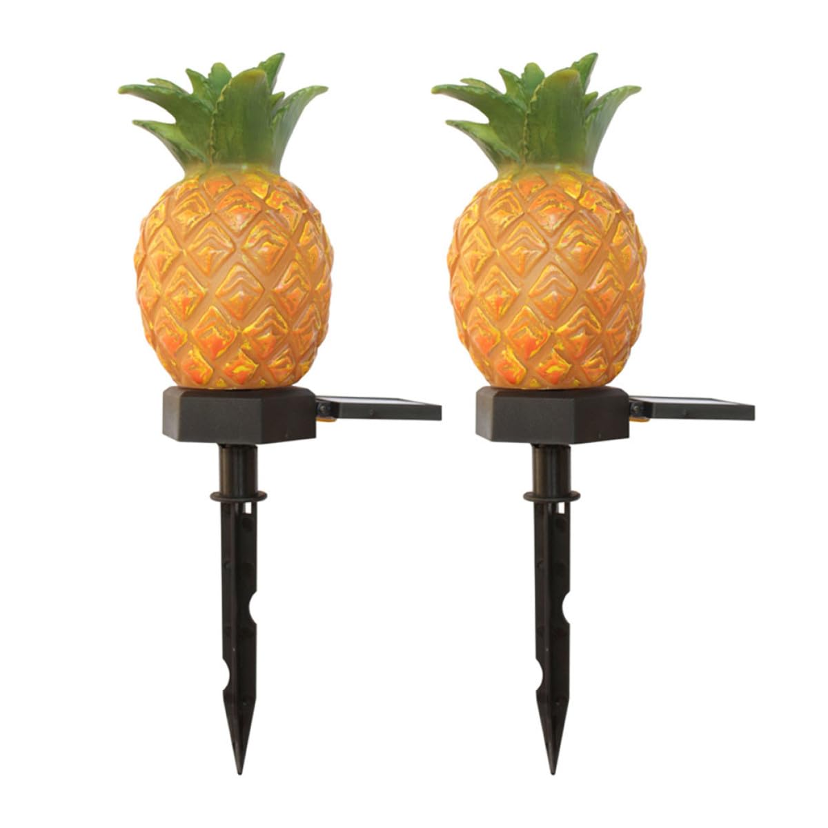 Solarbetriebene Ananas Landschaftslampe 2 Stück aus Silikon Gelb