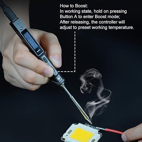 Miniatura 5 de MINIWARE Mini kit de soldador eléctrico TS101, fuente de alimentación de 45 W, temperatura ajustable de 122.0 °F-752.0 °F, programable, tipo C,