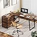 Tribesigns L-Shaped Computer Desk with 3 Drawers, Reversible Corner Home Office Desk with Shelves, 53-Inch Industrial PC Desk Study Writing Table Workstation for Small Space, Rustic Brown